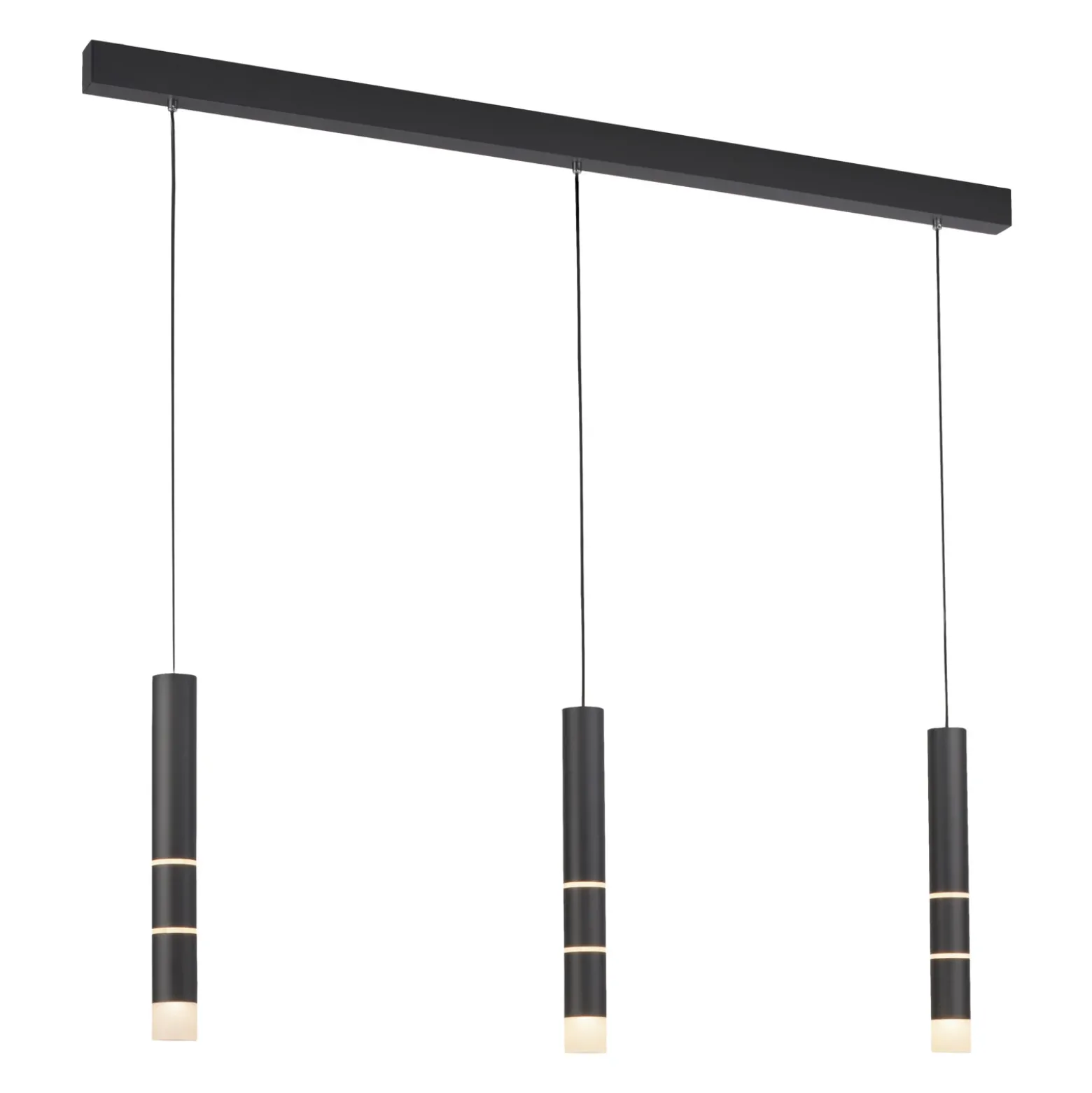 Lámpara colgante LED PURE Vega, tres cilindros, negra