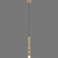 Lámpara colgante LED PURE Vega, cilíndrica, latón
