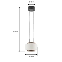 Lámpara colgante LED Quitani Shiro, 1 luz, altura regulable, cristal