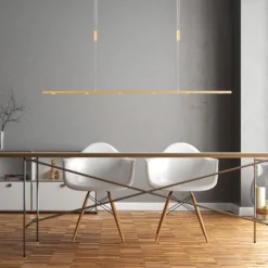 Lámpara colgante LED Quitani Tolu, longitud 119 cm, latón
