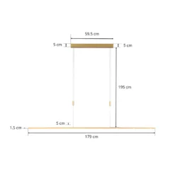 Lámpara colgante LED Quitani Tolu, longitud 179 cm, latón
