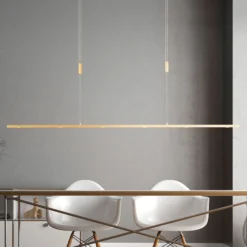Lámpara colgante LED Quitani Tolu, longitud 139 cm, latón