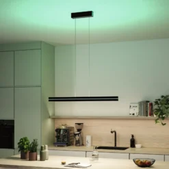 Lámpara colgante LED Raiko de Paulmann, negra, 100 cm, RGBW, atenuable.