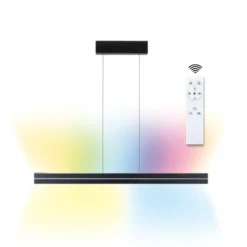 Lámpara colgante LED Raiko de Paulmann, negra, 100 cm, RGBW, atenuable.