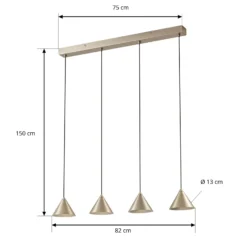 Lámpara colgante LED Rhodes de Lucande, 4 luces, níquel, 82 cm