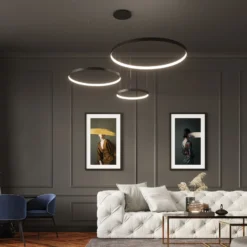 Lámpara colgante LED Rio 78 horizontal, 3.000 K, negra