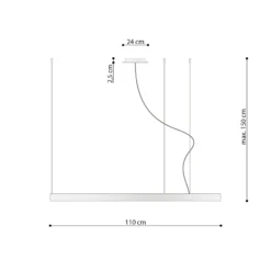 Lámpara colgante LED Rio 110 horizontal, 3.000 K, negra