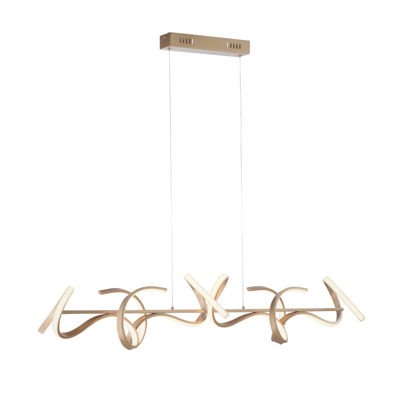 Lámpara colgante LED Rizos, latón, metal, 99 cm de largo, atenuable