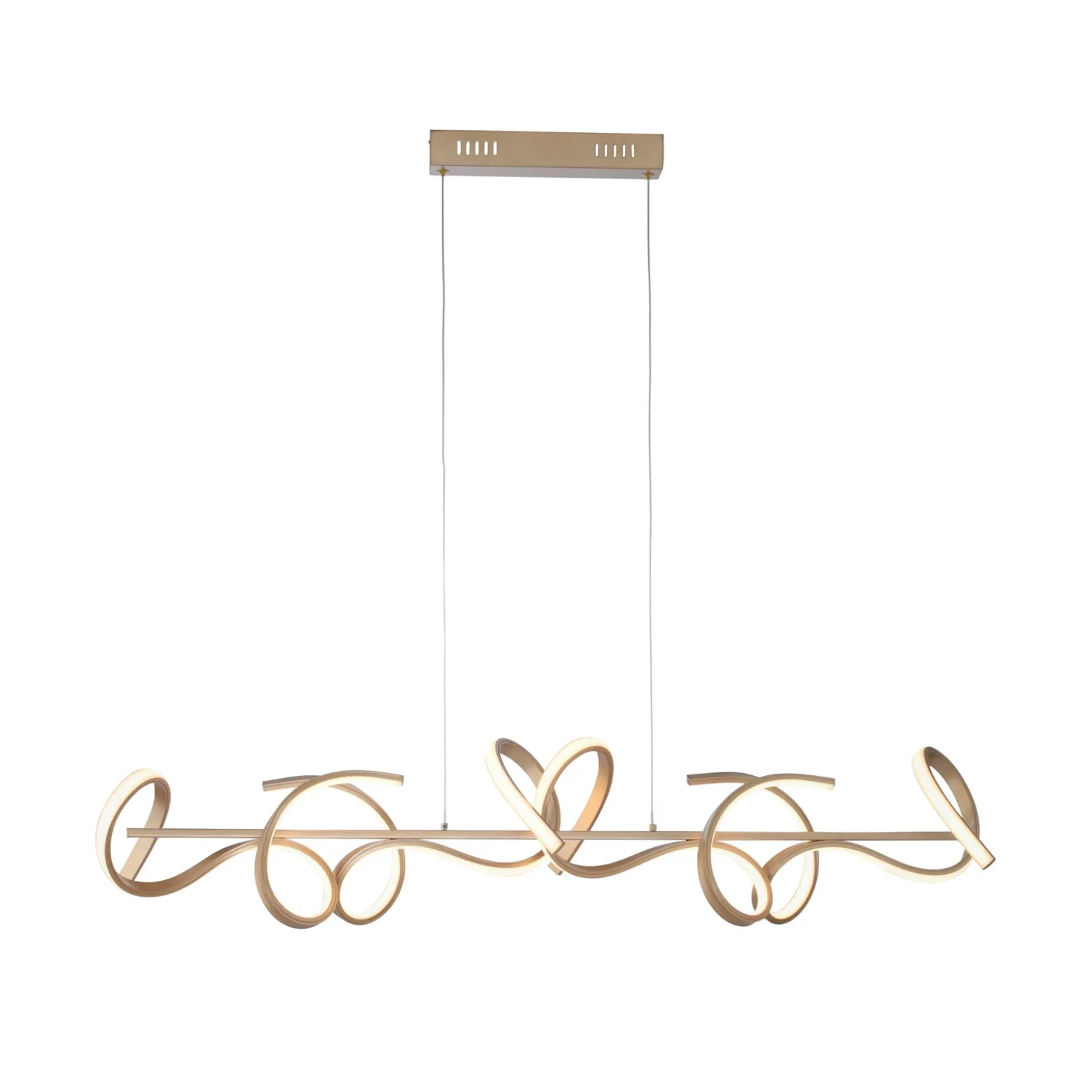 Lámpara colgante LED Rizos, latón, metal, 99 cm de largo, atenuable