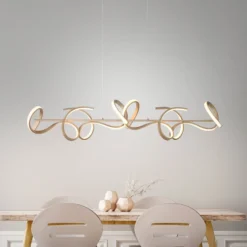 Lámpara colgante LED Rizos, latón, metal, 99 cm de largo, atenuable