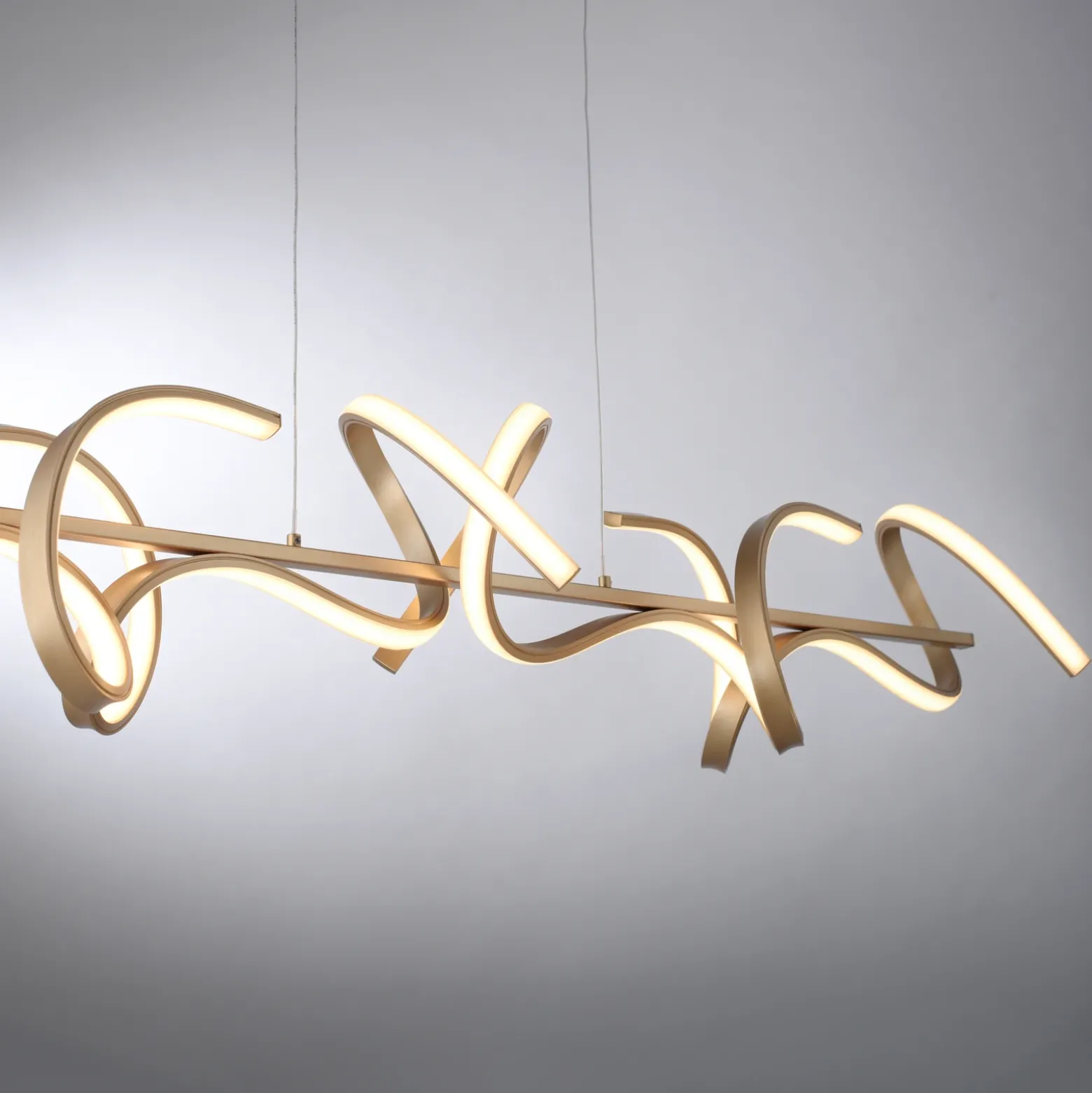 Lámpara colgante LED Rizos, latón, metal, 99 cm de largo, atenuable