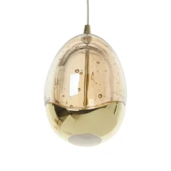 Lámpara colgante LED Rocio, 5 luces, redonda, metal, cristal, dorado