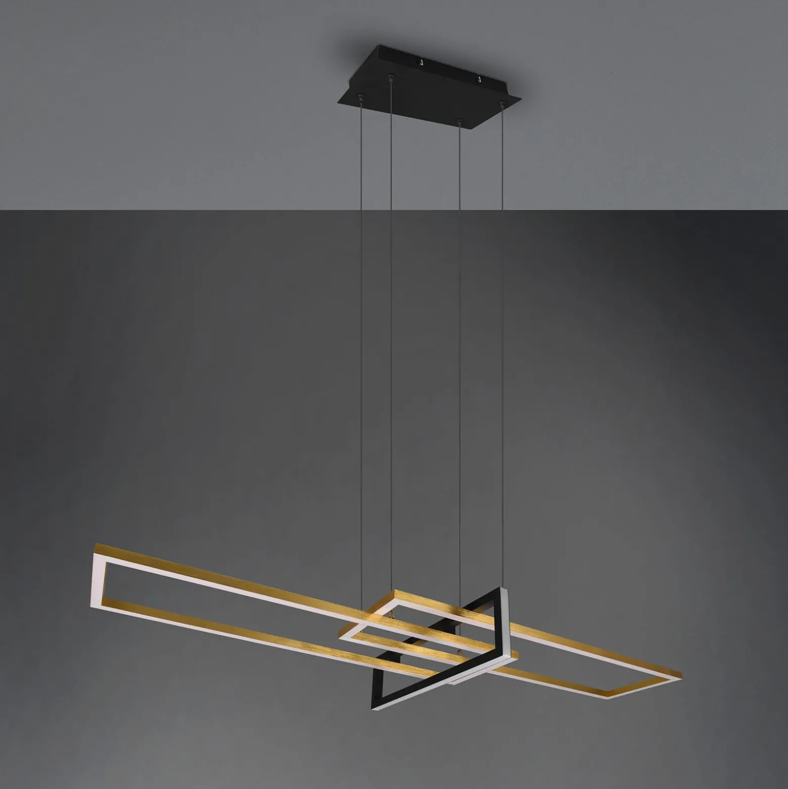 Lámpara colgante LED Salinas, color latón, metal, 110 cm de largo