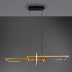 Lámpara colgante LED Salinas, color latón, metal, 110 cm de largo