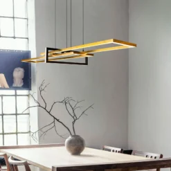 Lámpara colgante LED Salinas, color latón, metal, 110 cm de largo