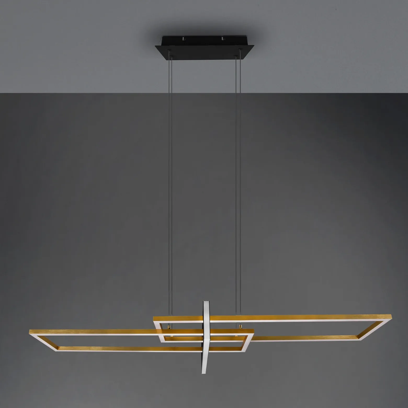 Lámpara colgante LED Salinas, color latón, metal, 110 cm de largo