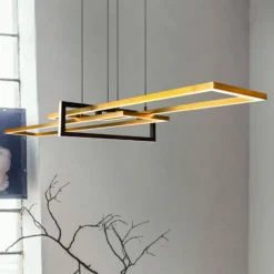Lámpara colgante LED Salinas, color latón, metal, 110 cm de largo