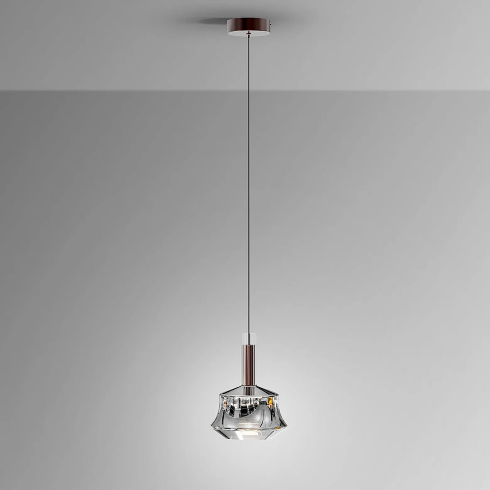 Lámpara colgante LED Scarlett, color plateado, Ø 18 cm, cristal