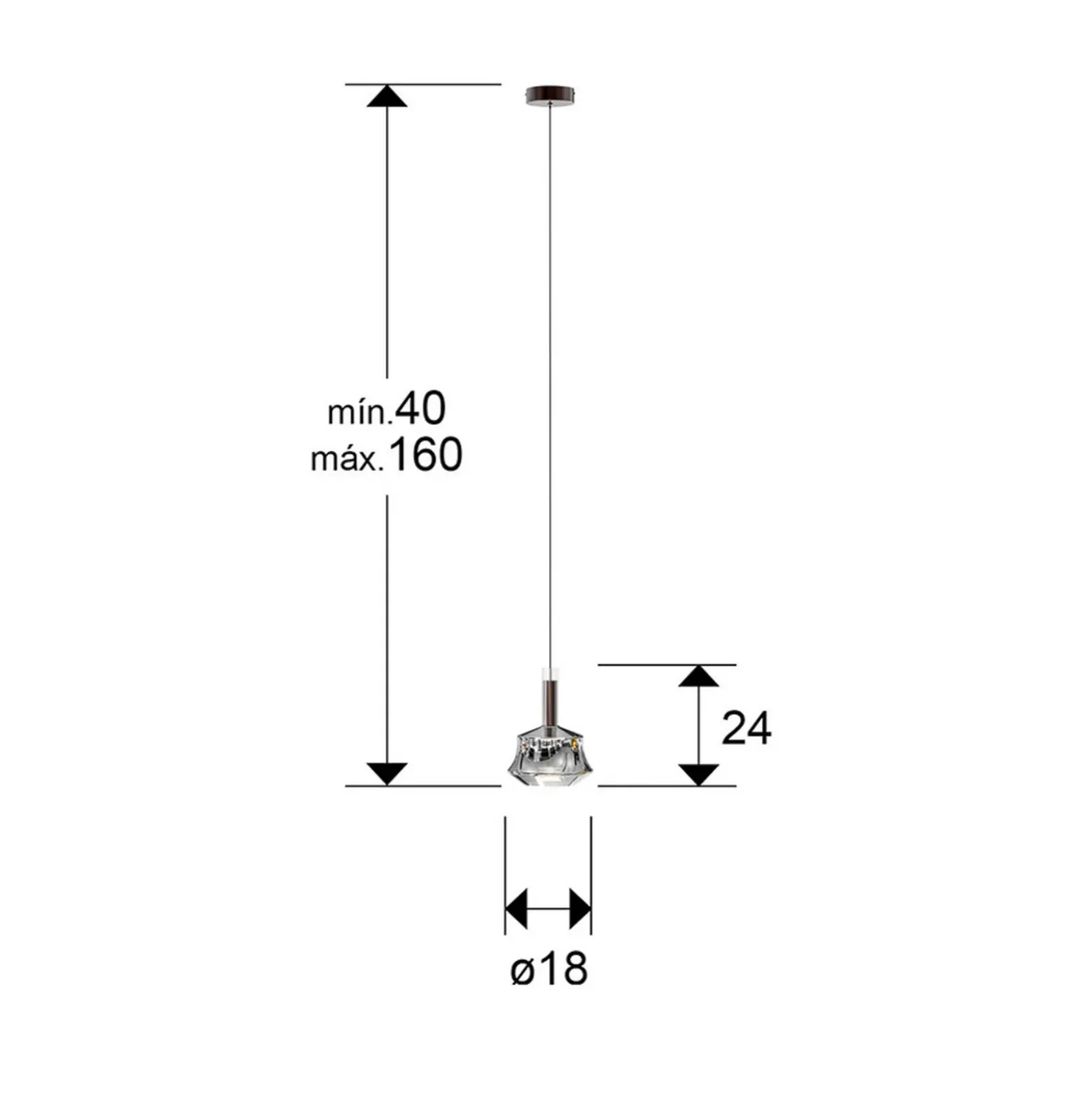 Lámpara colgante LED Scarlett, color plateado, Ø 18 cm, cristal