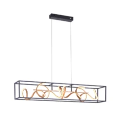 Lámpara colgante LED SELINA, negro/dorado, longitud 110 cm, Switchdim