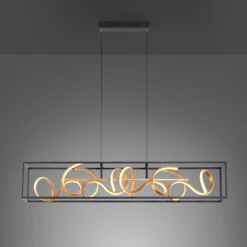 Lámpara colgante LED SELINA, negro/dorado, longitud 110 cm, Switchdim