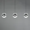 Lámpara colgante LED Senta, cromada, longitud 62 cm, 4000 K, 3 luces.