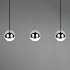 Lámpara colgante LED Senta, cromada, longitud 62 cm, 4000 K, 3 luces.