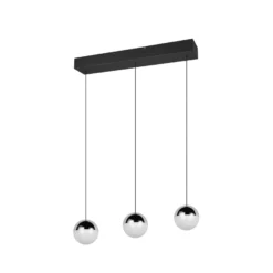 Lámpara colgante LED Senta, cromada, longitud 62 cm, 4000 K, 3 luces.