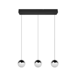 Lámpara colgante LED Senta, cromada, longitud 62 cm, 4000 K, 3 luces.