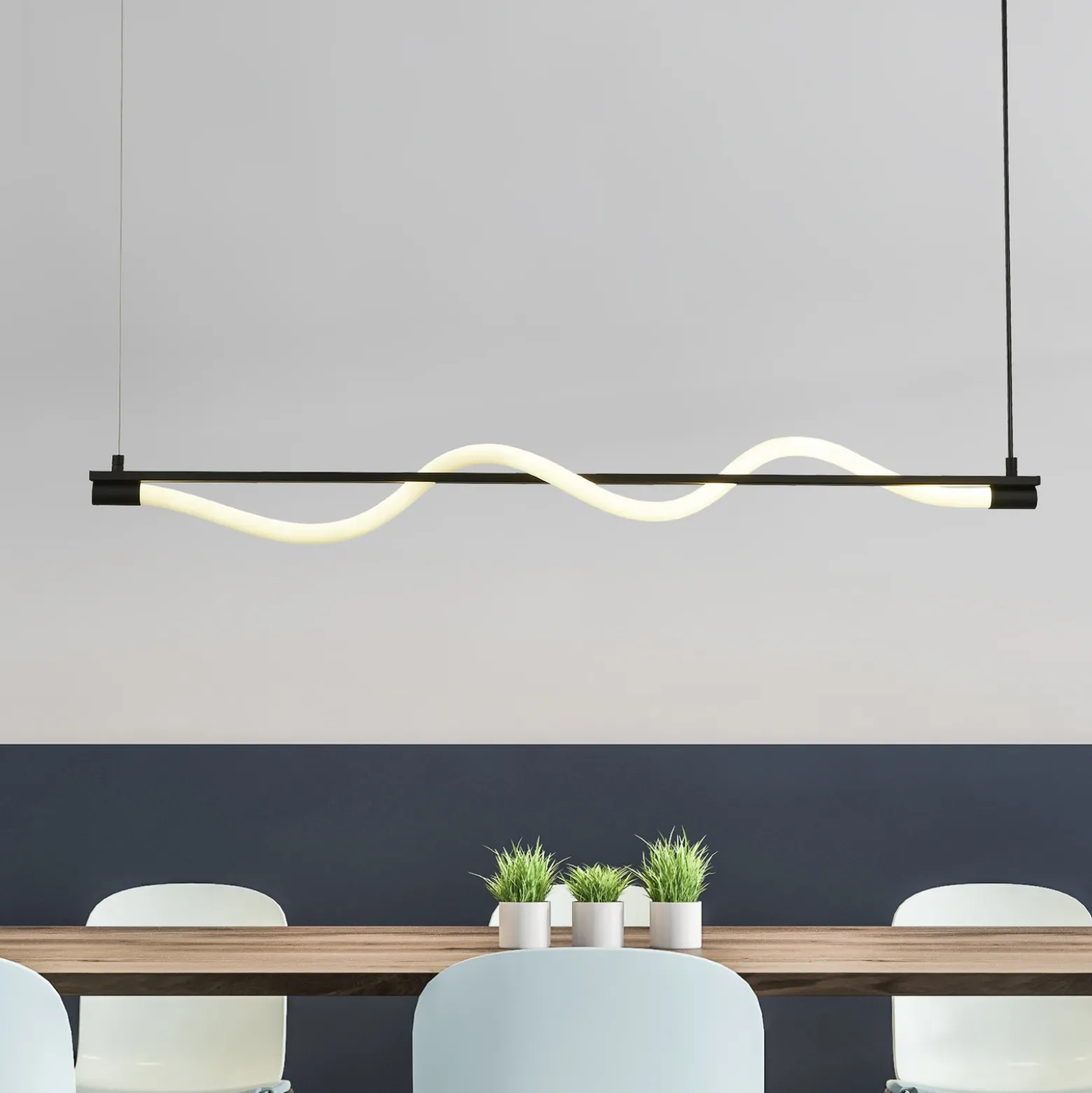 Lámpara colgante LED Serpent, blanco/negro, metal, atenuable