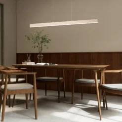 Lámpara colgante LED Silvano, arena, longitud 115 cm, CCT, regulador táctil