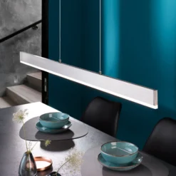 Lámpara colgante LED Silvano, níquel, longitud 115 cm, CCT, regulador táctil