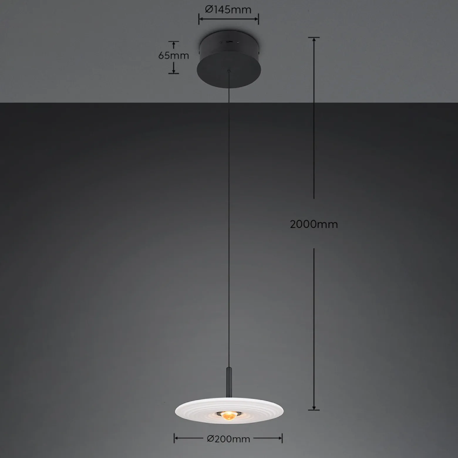 Lámpara colgante LED Sirena, blanca, Ø 20 cm, cristal, CCT