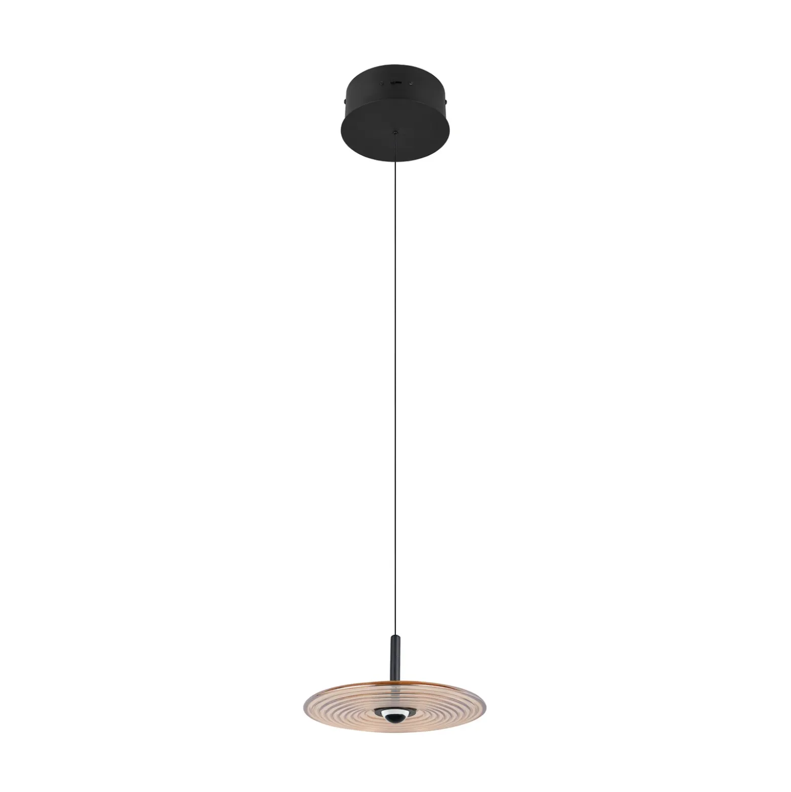 Lámpara colgante LED Sirena, negro/ámbar, Ø 20 cm, cristal, CCT
