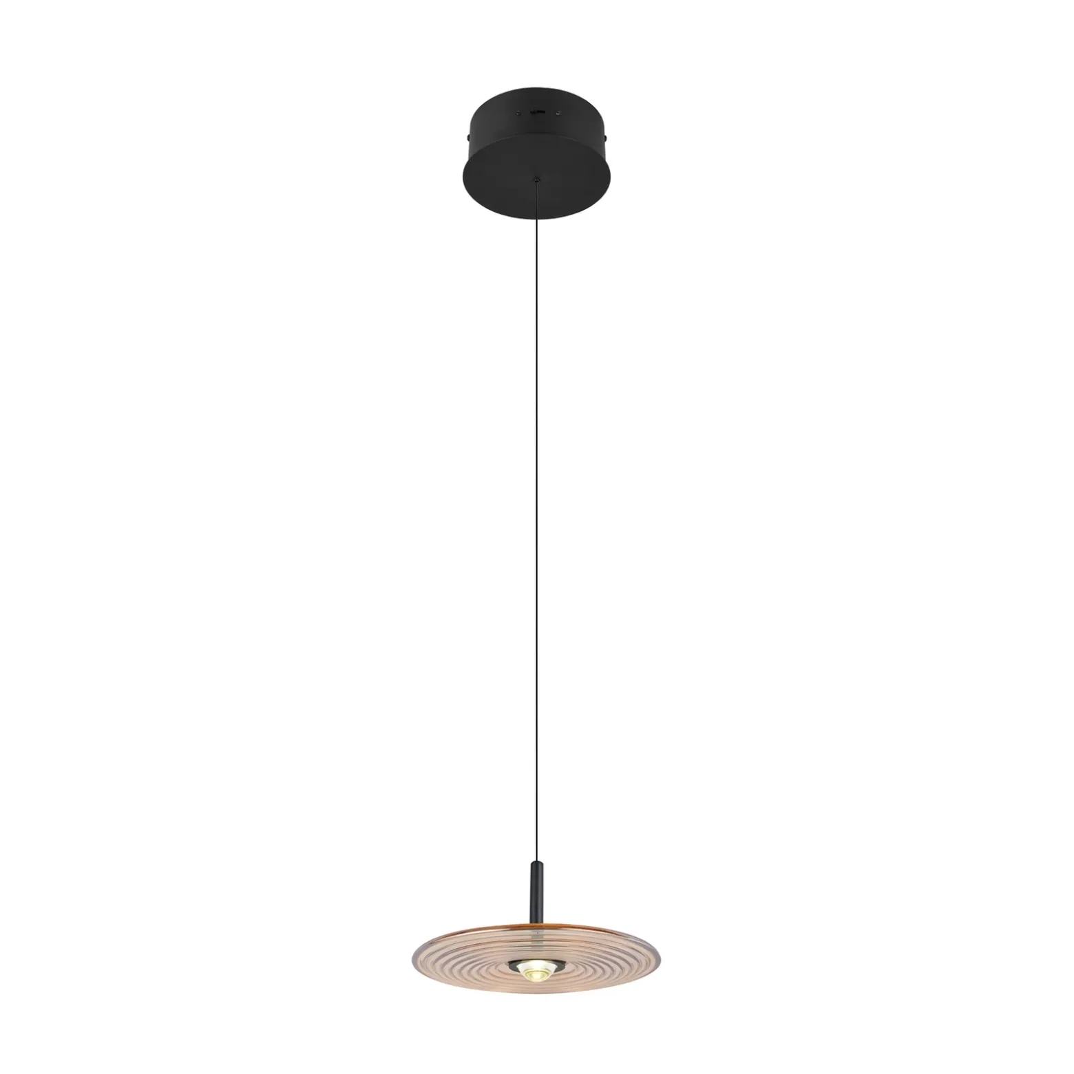 Lámpara colgante LED Sirena, negro/ámbar, Ø 20 cm, cristal, CCT
