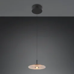 Lámpara colgante LED Sirena, negro/ámbar, Ø 20 cm, cristal, CCT