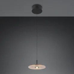 Lámpara colgante LED Sirena, negro/ámbar, Ø 20 cm, cristal, CCT