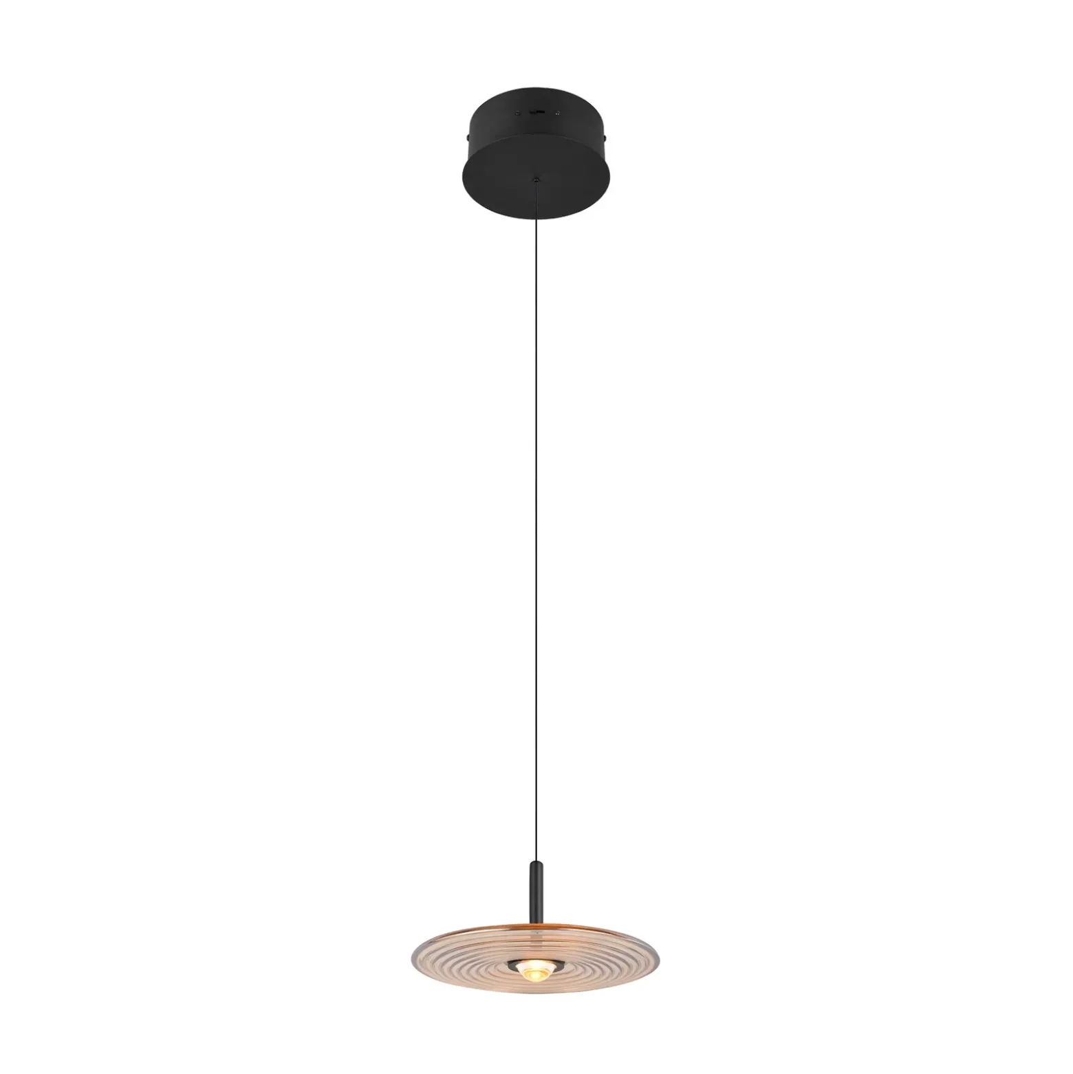 Lámpara colgante LED Sirena, negro/ámbar, Ø 20 cm, cristal, CCT
