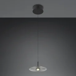 Lámpara colgante LED Sirena, negro/gris ahumado, Ø 20 cm, cristal, CCT