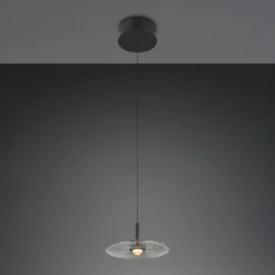 Lámpara colgante LED Sirena, negro/gris ahumado, Ø 20 cm, cristal, CCT