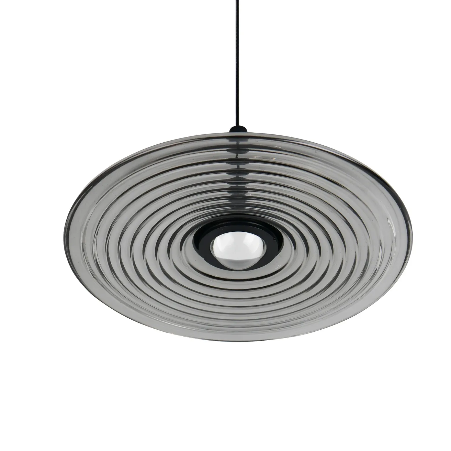 Lámpara colgante LED Sirena, negro/gris ahumado, Ø 20 cm, cristal, CCT