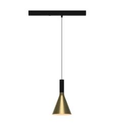 Lámpara colgante LED sobre riel LORA I, latón, Ø 15 cm, 40°, CCT, trifásica