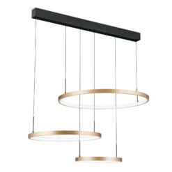 Lámpara colgante LED Sphere, 3 luces, negro/oro