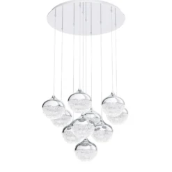 Lámpara colgante LED «Stars of Light» de Mioglia, cromada, Ø 58 cm, 10 luces.