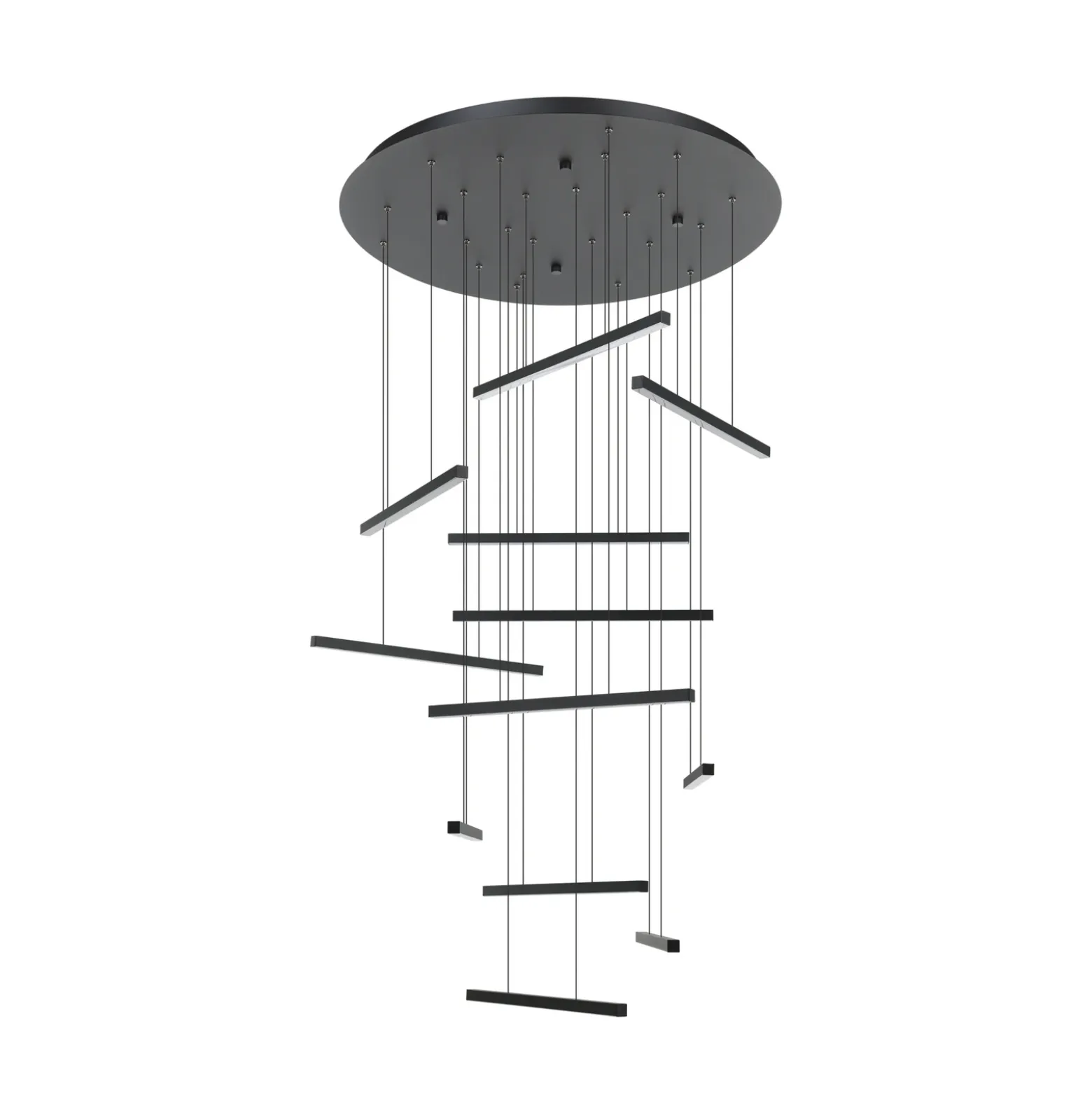 Lámpara colgante LED Stars of Light Lindoza, negra, 44 cm, 12 luces
