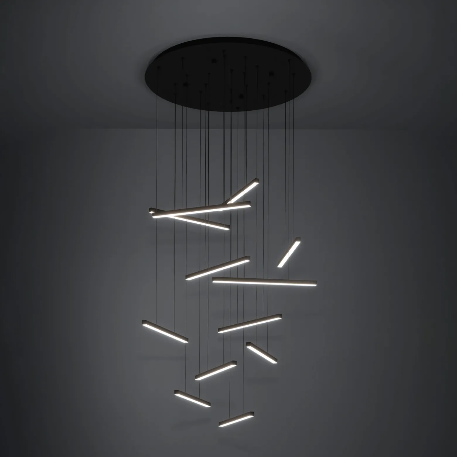 Lámpara colgante LED Stars of Light Lindoza, negra, 44 cm, 12 luces