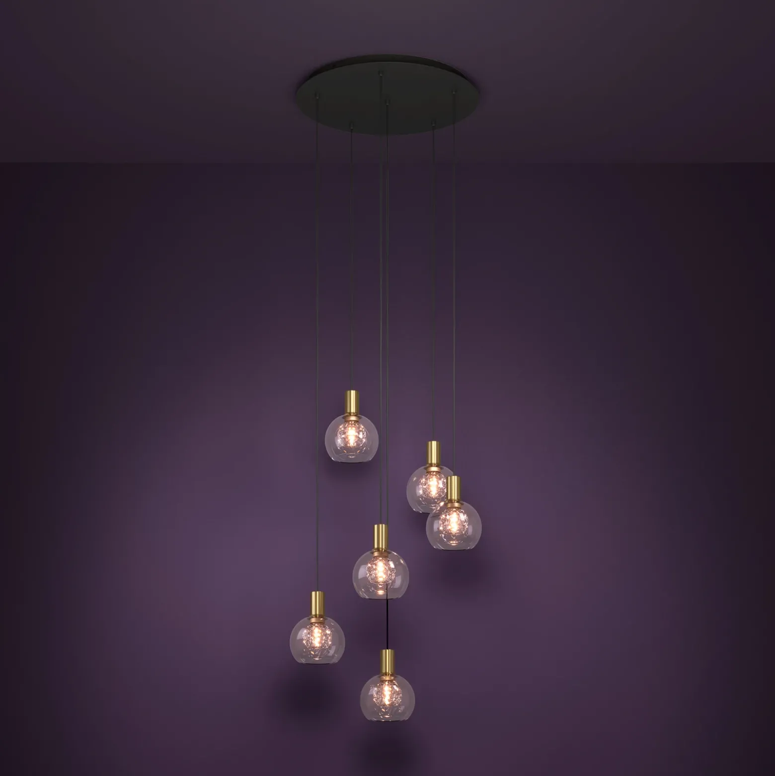 Lámpara colgante LED Stars of Light Terque, latón, Ø 54 cm, 6 luces