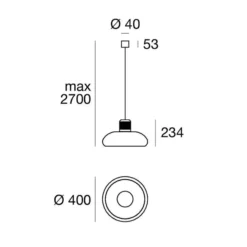 Lámpara colgante LED Stilnovo Trepiù, blanco/negro, Ø 40 cm