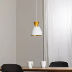 Lámpara colgante LED Studio Line 51277, blanco/latón, Ø 20 cm