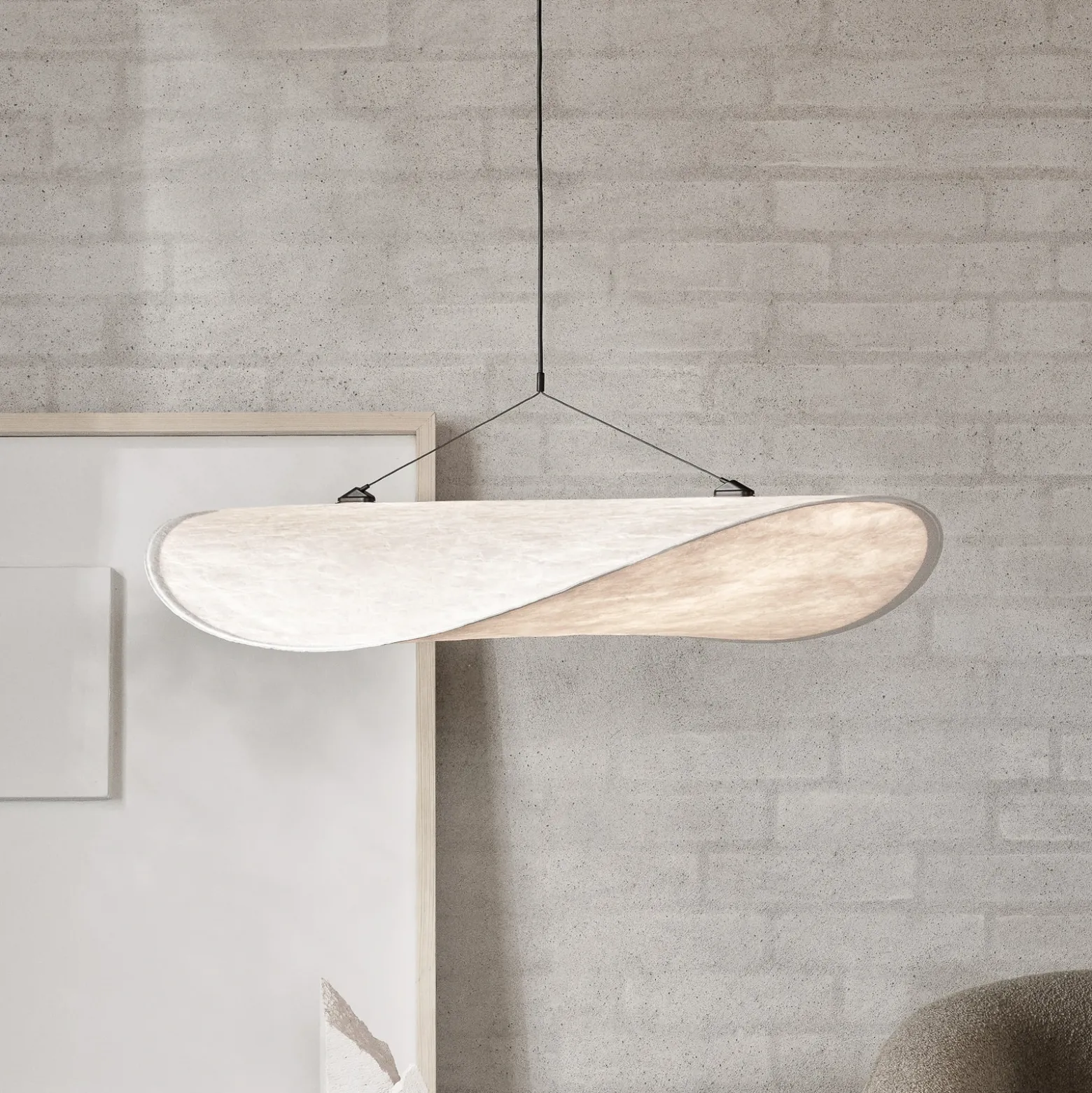 Lámpara colgante LED Tense de New Works, Ø 70 cm, blanca